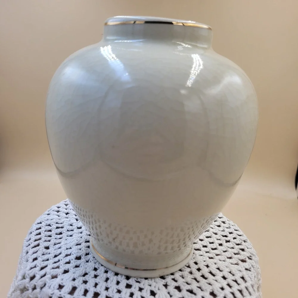 Japanese Satsuma Peacock Crackle Vase Floral Gold Gilt Hand Painted 6 Inch